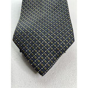 Barneys New York Blue and Brown Plaid Pattern Designer 100% Silk Tie